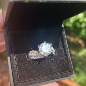 Size 7 Three Carat Moissinite In Sterling Silver